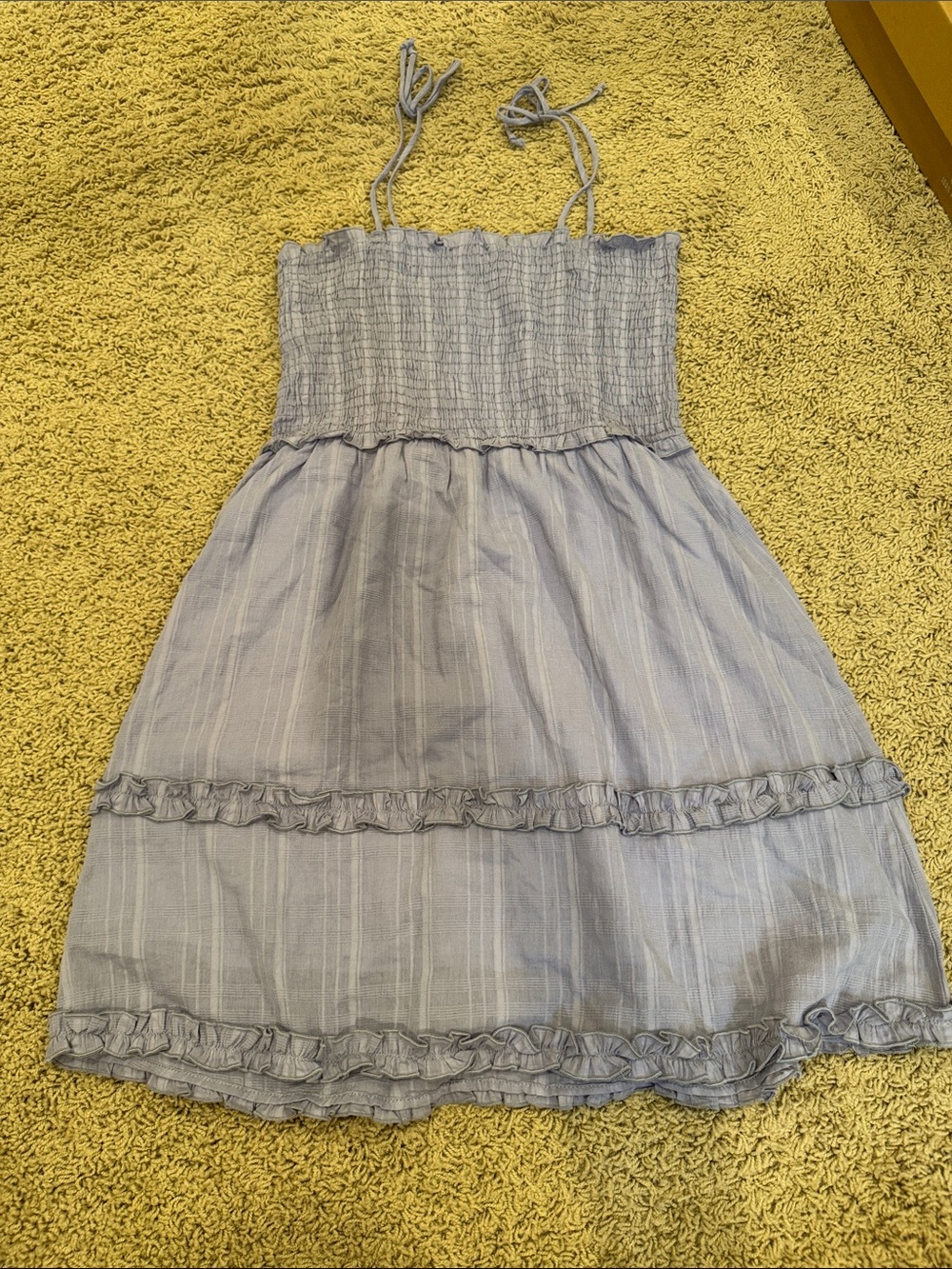Pink Lily Light Blue Smocked Sundress with Ruffle Trim